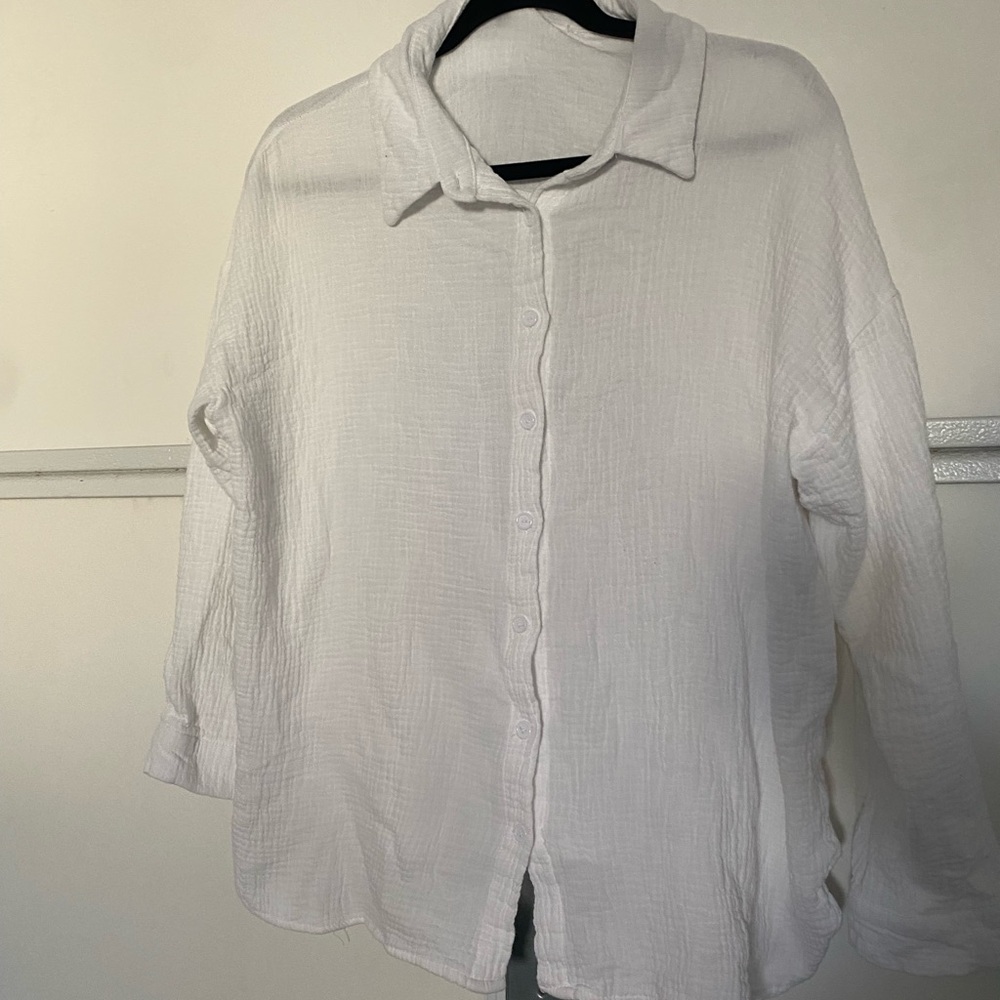 Elegant White Linen Casual Button Down Shirt & Shorts Set